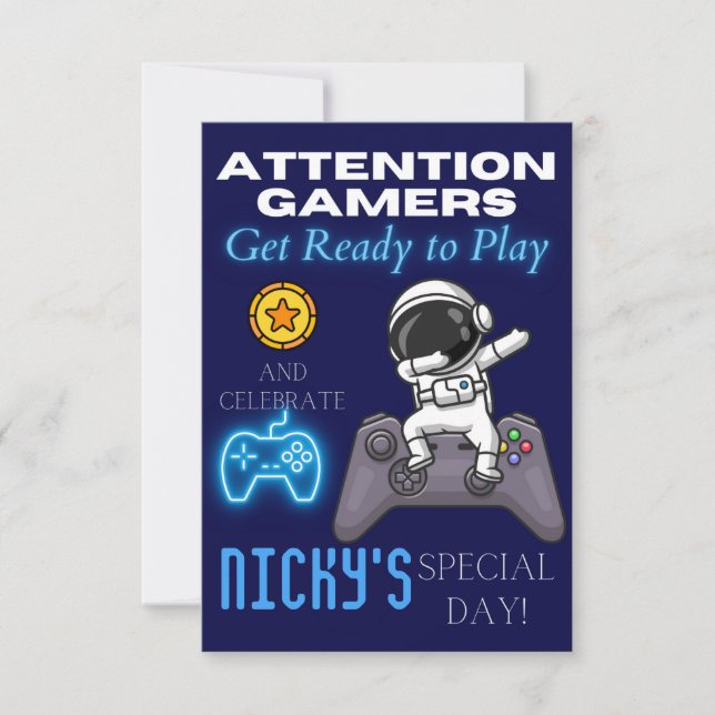 Invitaciones de cumpleaños con temas de juego para (Anverso)
