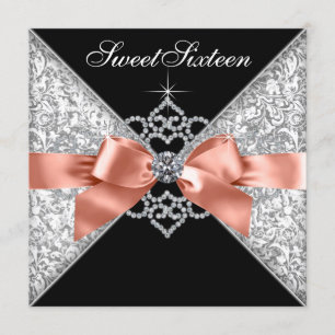 Invitaciones de cumpleaños Coral Sweet 16