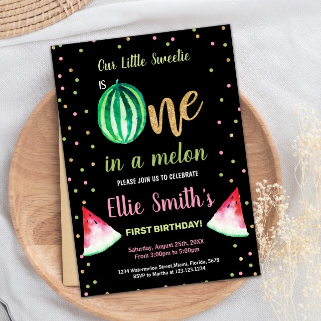 Invitaciones de cumpleaños de 2 Slice Green Waterm (2 Slice Green Watermelon Birthday Invitations)