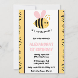 Invitaciones de cumpleaños de abeja 1er cumpleaños