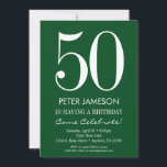 Invitaciones de cumpleaños de adultos blancos y mo<br><div class="desc">Una invitación de cumpleaños sencilla y moderna,  verde oscuro y blanco,  para un hito o cualquier cumpleaños de edad. Esta invitación es para cualquier edad,  incluyendo hitos: 18.º 21.30.35.º 45.º 55.º 60.º 65.º 70.º 75.º 85.º 90</div>