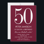 Invitaciones de cumpleaños de adultos modernos de<br><div class="desc">Una invitación de cumpleaños simple y moderna en rojo y blanco burdeos para un hito o cualquier cumpleaños de edad. Esta invitación es para cualquier edad,  incluyendo hitos: 18.º 21.30.35.º 45.º 55.º 60.º 65.º 70.º 75.º 85.º 90</div>