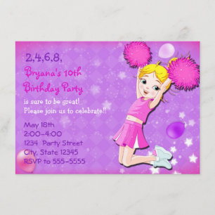 Invitaciones de cumpleaños de animadora de porrist