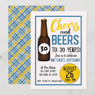 Invitaciones de cumpleaños de animadores y cerveza
