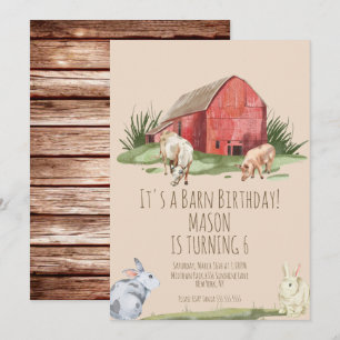 Invitaciones de cumpleaños de animales de granero