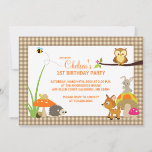 Invitaciones de cumpleaños de animales de Woodland