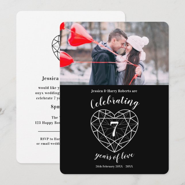 invitaciones de cumpleaños de aniversario de 7 año (Anverso / Reverso)