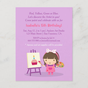 Invitaciones de cumpleaños de arte y manualidades
