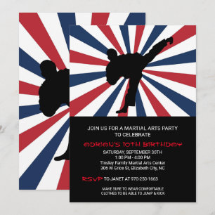 Invitaciones de cumpleaños de artes marciales