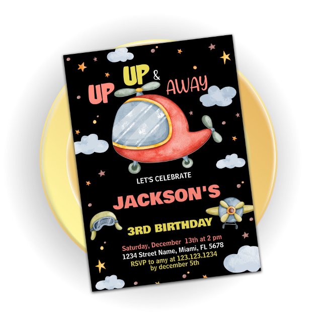 Invitaciones de cumpleaños de avión negro rojo ver (Airplane Birthday Invitations Green Red Black)