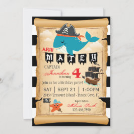 Invitaciones de cumpleaños de ballenas piratas y p