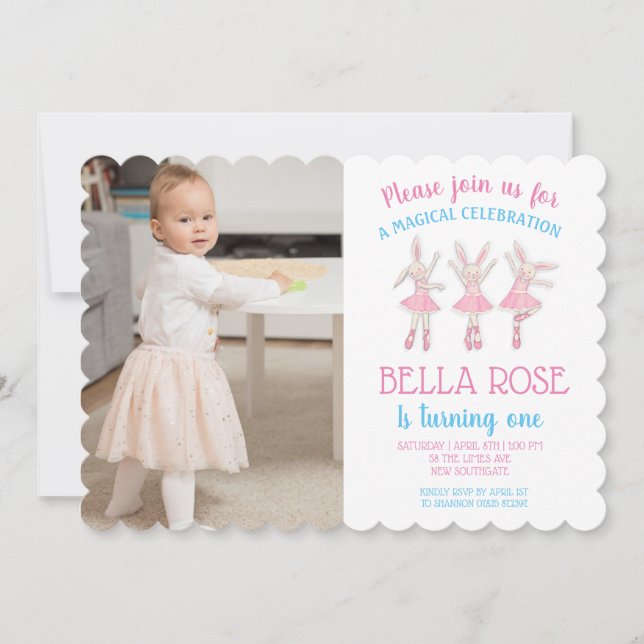 Invitaciones de cumpleaños de Ballerina (Anverso)