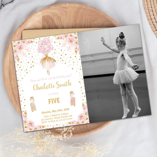 Invitaciones de cumpleaños de Ballerina con foto (Ballerina Birthday Invitations with photo)