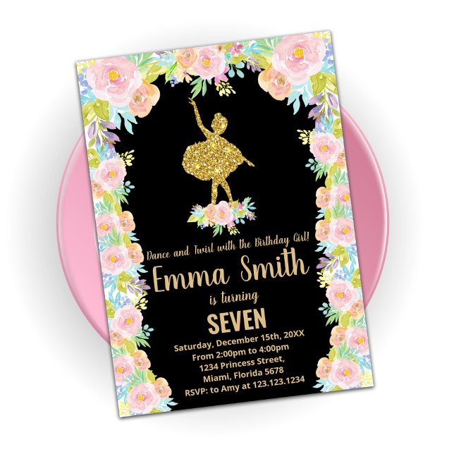 Invitaciones de cumpleaños de Ballerina Purpurina  (Subido por el creador)