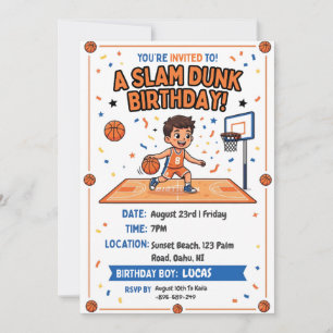 invitaciones de cumpleaños de baloncesto modernas