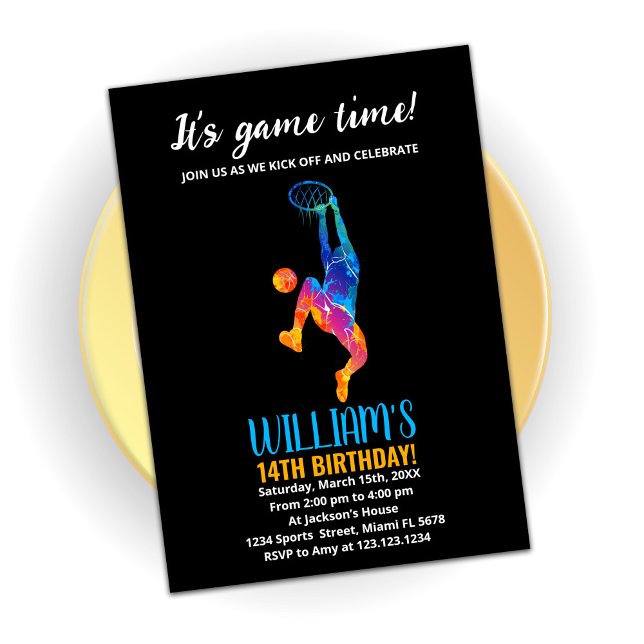 Invitaciones de cumpleaños de Baloncesto Naranja A (Subido por el creador)