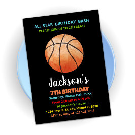 Invitaciones de cumpleaños de Baloncesto Naranja N