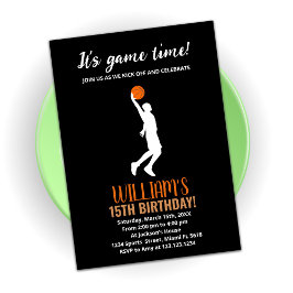 Invitaciones de cumpleaños de Baloncesto Naranja N