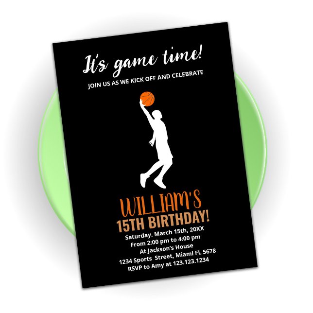 Invitaciones de cumpleaños de Baloncesto Naranja N (Subido por el creador)
