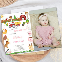 Invitaciones de cumpleaños de Barnyard con foto