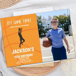 Invitaciones de cumpleaños de Basketball con foto