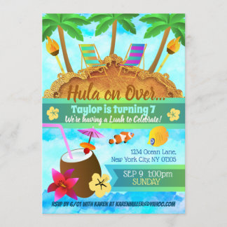 Invitaciones de cumpleaños de Beach Island
