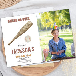 Invitaciones de cumpleaños de béisbol con foto