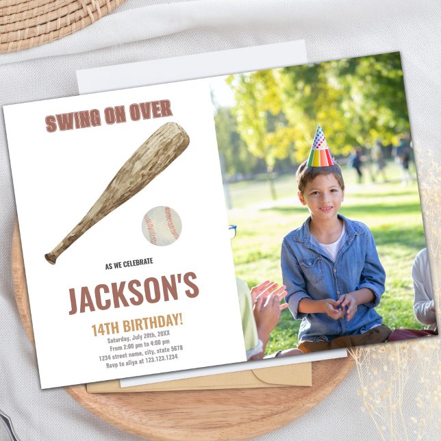 Invitaciones de cumpleaños de béisbol con foto (Baseball Birthday Invitations with photo)