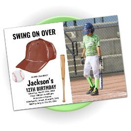 Invitaciones de cumpleaños de beisbol marrón con f