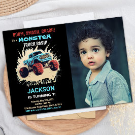 Invitaciones de cumpleaños de Black Monster Truck