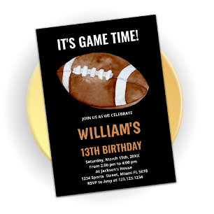 Invitaciones de cumpleaños de Black One Football