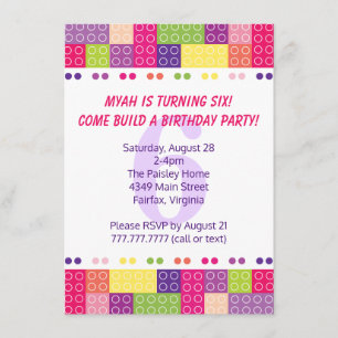 Invitaciones de cumpleaños de bloques de construcc