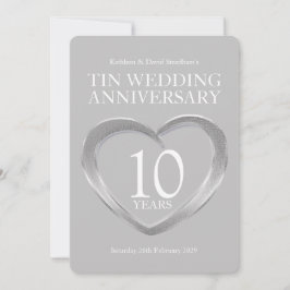 Invitaciones de cumpleaños de bodas de estaño 10 c