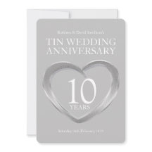 Invitaciones de cumpleaños de bodas de estaño en f