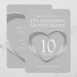 Invitaciones de cumpleaños de bodas de estaño en f