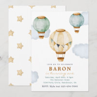 Invitaciones de cumpleaños de Boy Hot Air Balloon