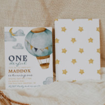 Invitaciones de cumpleaños de Boy Hot Air Balloon