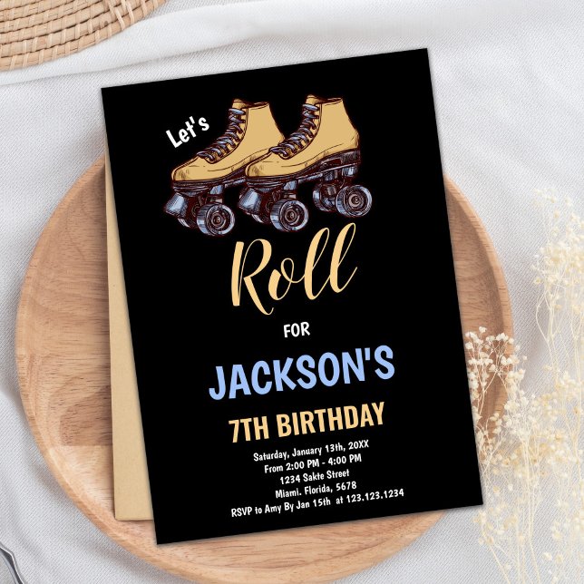 Invitaciones de cumpleaños de Brown Black Boy Skat (Brown Black Boy Skating Birthday Invitations)