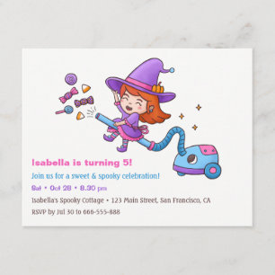 Invitaciones de Cumpleaños de Bruja Linda y Carame