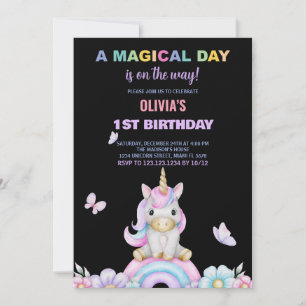 Invitaciones de cumpleaños de Butterfly Unicorns