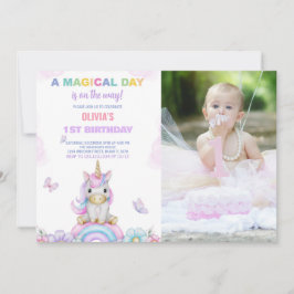 Invitaciones de cumpleaños de Butterfly Unicorns c