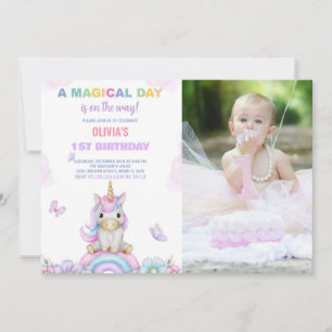 Invitaciones de cumpleaños de Butterfly Unicorns c