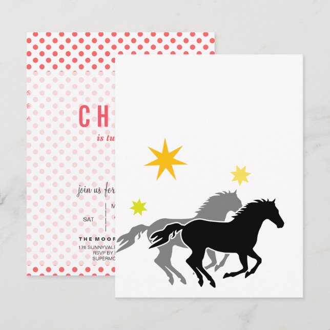 Invitaciones de cumpleaños de caballo (Anverso / Reverso)