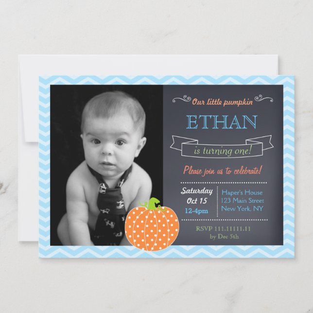 Invitaciones de cumpleaños de calabaza (Anverso)