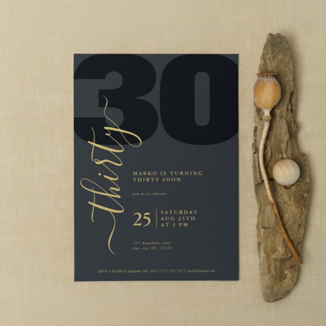 Invitaciones de cumpleaños de caligrafía de oro mi (Subido por el creador)