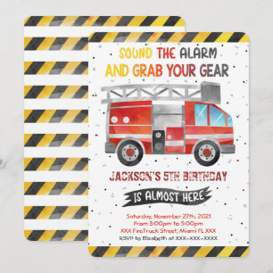 Invitaciones de cumpleaños de camión de bomberos