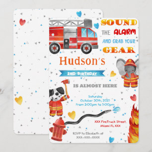 Invitaciones de cumpleaños de camión de bomberos
