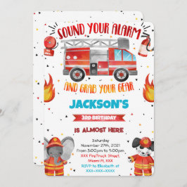 Invitaciones de cumpleaños de camión de bomberos e