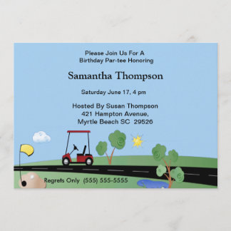 Invitaciones de cumpleaños de carrito de golf