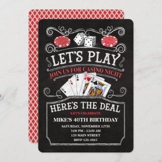 Invitaciones de cumpleaños de casino